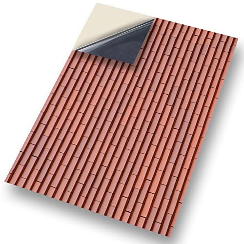 No 57 Roof Tile Terracotta: NEW SELF ADHESIVE Dolls House Wallpaper : 1/12th scale Sheet Size : 12. 1/12” wide x 8.3/4” high (318mm x 225mm) Superior “Non see through” Semi Matt Vinyl Coverings that can be applied instantly over existing papers or directly on to any smooth surface – substantial thickness !