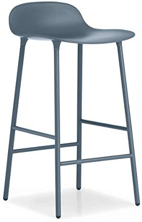 Normann Copenhagen Form Barstuhl aus Stahl und Plastik in der Farbe Blau Sitzhöhe: 65cm, Maße: 42,5cm x 42,5cm x 77cm, 602777