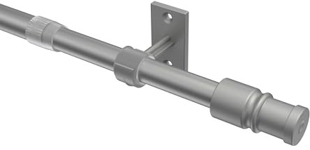 Interdeco Cafehausstangen/ausziehbare Gardinenstangen Silber-Grau in 12 mm Ø, 55-85 cm