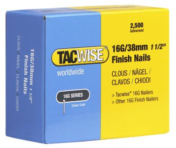 Tacwise 0296 Clous de Finition Galvanisés de Type 16G / 38 mm, Boîte de 2500 (L'emballage peut varier)