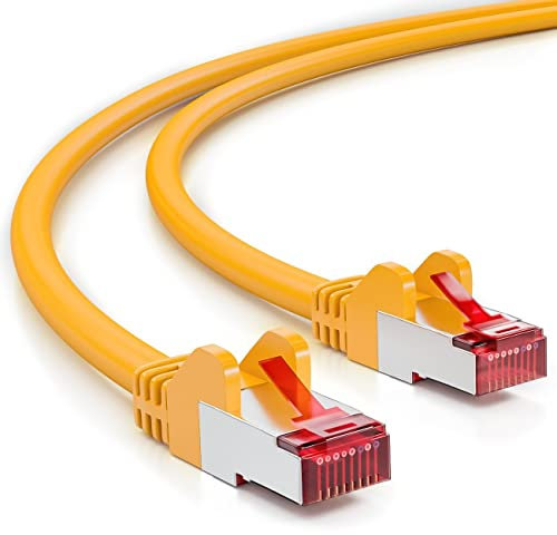 deleyCON 5m CAT6 Patchkabel S/FTP PIMF Schirmung CAT-6 RJ45 Netzwerkkabel Ethernetkabel LAN DSL Switch Router Modem Access Point Patchfelder - Gelb