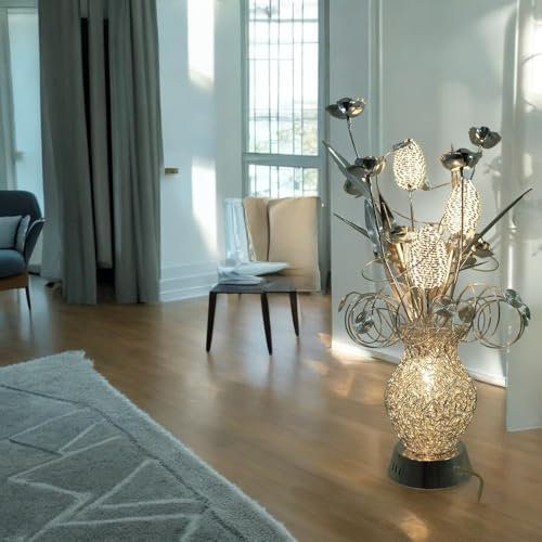Ornella traumhafte Draht Blumenleuchte-Steh-Stand-Lampe-Leuchte 12V Halogen inklusive 4 x G4 20 Watt Wonnzimmer-Dekkorations-Tisch-Leuchte-Lampe