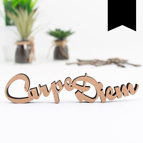 KLEINLAUT 3D-Schriftzug Carpe Diem in Größe: 25 x 5,6 cm - Dekobuchstaben - 32 Farben zur Wahl - Schwarz