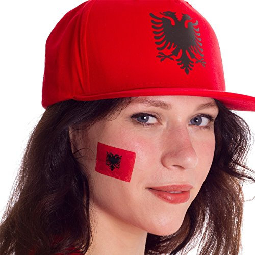 5 x Albanien Tattoo Fan Fahnen Set - Albania temporary tattoo Flag (5)