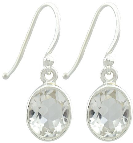 I-be, Bergkristall facettiert Edelstein Ohrringe oval, 925 Silber, Gesamtlänge 3 cm im Geschenketui, 390722 k S