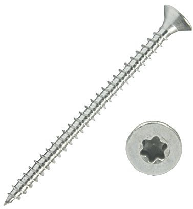 100 Stück Edelstahl-Schrauben 5x70 mm Vollgewinde Torx - Spanplattenschrauben mit Senkkopf - Holzschrauben/Holzbauschrauben - Werkstoff A2 VA V2A - Edelstahlschrauben/Universalschrauben TX25
