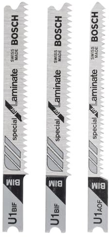 Bosch 3x PRO Laminate Stichsägeblatt-Set, 3-tlg., für U-Schaft (für Parkett, Kompaktlaminat-Vinyl, PVC, Länge mm, Professional Zubehör Stichsäge)