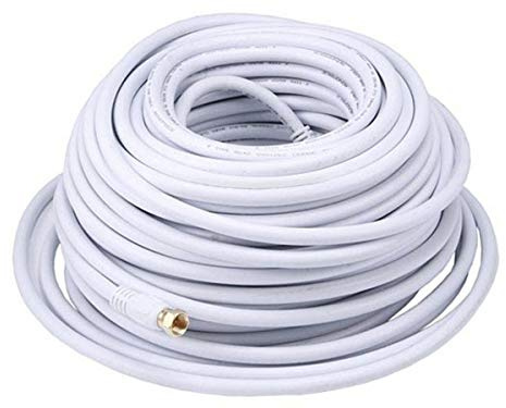 Monoprice 104062 30.48 Meters RG6 18AWG 75 Ohm, vierfach geschirmt, CL2 F Koaxialkabel mit Stecker, weiß
