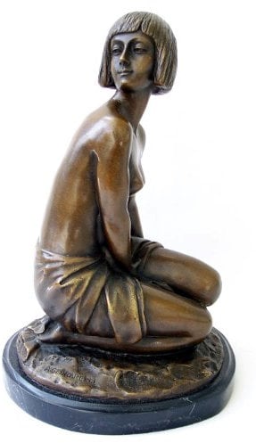 Kunst & Ambiente - Art Deco Bronzefigur Akt Skulptur - Aspasie - signiert - Amedeo Gennarelli Figur in Bronze
