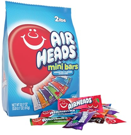 AirHeads 80 Mini Bars Fun Taffy Candy Assorted Fruit Flavors 32.17oz (912g) air heads by Airheads