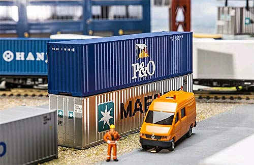 Faller FA 180843-40 Hi-Cube Container P und O, Zubehör für die Modelleisenbahn, Modellbau