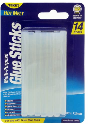 Texet Hot Melt Glue Sticks | Pack of 14 Sticks | Ideal for Household Repairs & Craft | Odourless and Non-Toxic