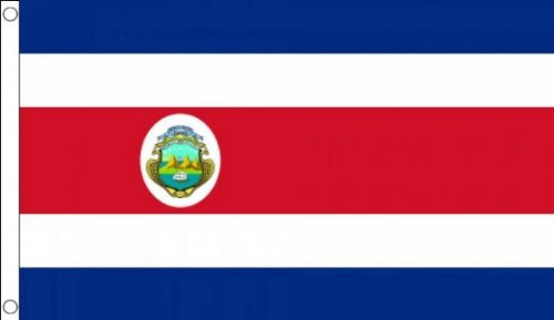 5 ft x 3 ft (150 x 90 cm) Costa Rica Rica 100% Polyester Material Flagge Banner Ideal für Pub Club Schule Festival Business Party Dekoration