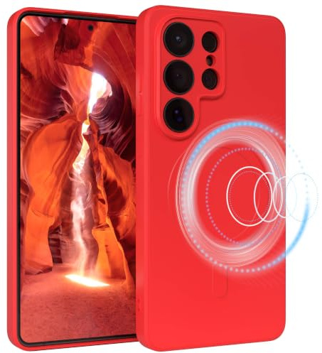 EAZY CASE - Silikonhülle magnetisch für Galaxy S26 Ultra Hülle Silikon Rot weich stoßfeste Magnet Handyhülle Schutzhülle mit Kameraschutz Dünn Schutz Cover TPU Bumper in Mattrot