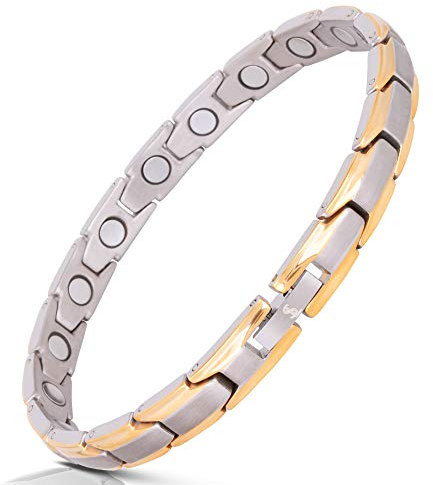 Smarter LifeStyle Elegantes Frauen Magnetisches Therapie-Armband Aus Titan Schmerzlinderung Für Arthritis Und Karpaltunnelsyndrom Silber & Gold