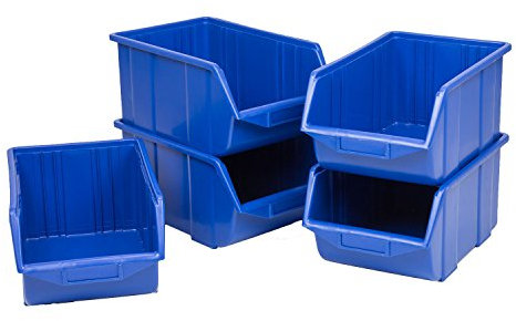 5 Stapelbox Sichtlagerkiste Lager System Kunststoff 350 x 220 x 165 Gr. 3 blau