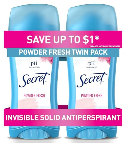 Secret Anti-Perspirant Deodorant Invisible Solid Powder Fresh Twin Pack 5.20 oz