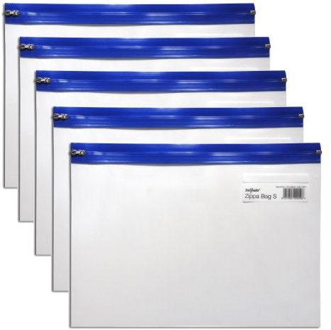 Snopake A4 325x235mm Zippa Bag 'S' with Zip Strip - Transparent/ Blue (Pack of 5)