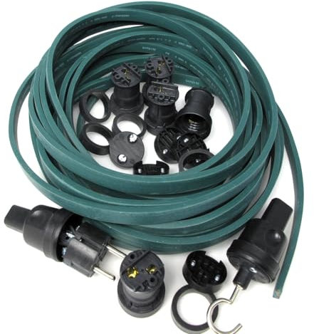 IKu ® Bausatz Illu Lichterkette 25 Meter 25 Fassungen - Stecker - Endstück - Grünes Kabel