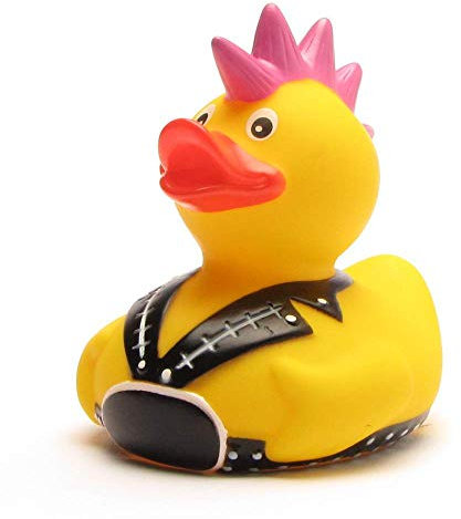 Duckshop I Badeente I Quietscheente I Ente - Punker I L: 8 cm - inkl. Badeenten Schlüsselanhänger im Set