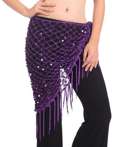 BellyLady Bauchtanztuch, ägyptisches Dreieckstuch, Geschenkidee zu Halloween Gr. Einheitsgröße, lavendel