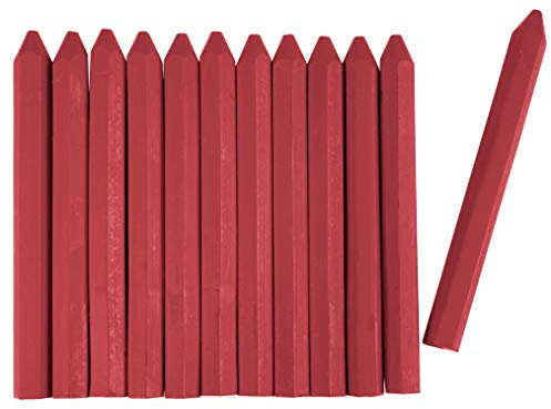 Connex Signierkreide rot - Ø 13 x 120 mm - Praktisches Set mit 12 Stück - Für Holz, Beton, Eisen, Textilien & Co. - Wetterfest & lichtecht - Sechskantform / Markierkreide / Forstkreide / COXT780562