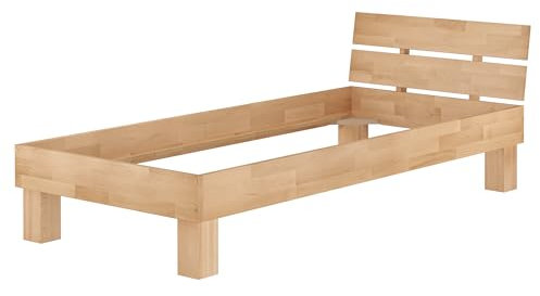 Erst-Holz®Massivholzbett Buche Natur Bettgestell Holzbett 100x200 Einzelbett ohne Zubehör 60.80-10 oR