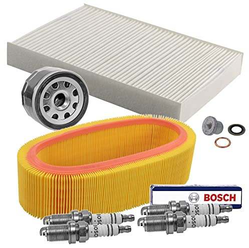 BESTPRICE Set di filtri di ispezione con 1x filtro aria, 1x filtro abitacolo, 4x candela FR7DC+ Compatibile con RENAULT CLIO II (BB_, CB_), KANGOO (KC0/1_)(FC0/1_), MEGANE I (BA0/1_)(LA0/1_)(KA0/1_)