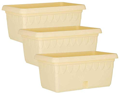 Jardinera Balcón Maceta 6 litros, 32cm Largo Set 3 Unidades (Amarillo)