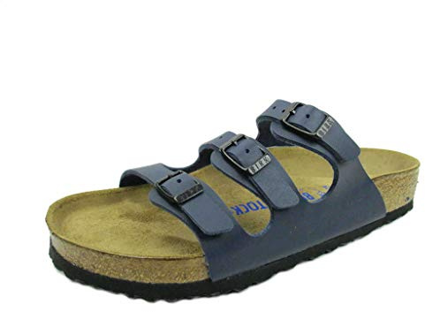 Birkenstock Classic Florida Birko-Flor, Damen Pantoletten, Blau (Blau), 43 EU