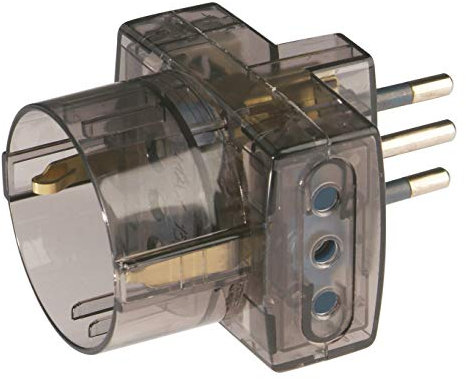 Poly Pool PP0467.5S Adattatore Triplo Spina Piccola e 2 Prese 10 A e 1 Presa Standard Tedesco, Fume' Trasparente, 1 PEZZO