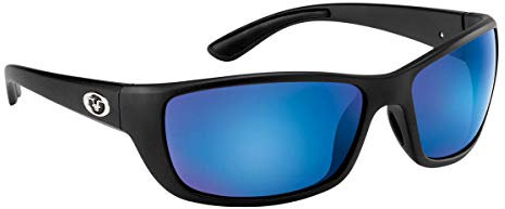 Flying Fisherman Cay Sal Polarisierte Sonnenbrille mit AcuTint UV-Blocker für Angeln und Outdoor-Sport, Mattschwarzer Rahmen/Rauchblau verspiegelte Gläser