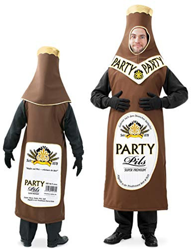 Kostüm Bierflasche Bierkostüm Ganzkörperkostüm Party Bier Pils Alkohol Pulle Fun Betrunken Karnevalskostüm für Erwachsene (Large)