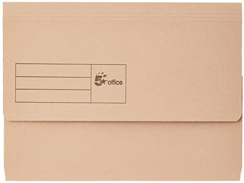 5 Star A4 Document Wallet Half Flap Folder 285gsm 32mm Buff (Pack of 50)