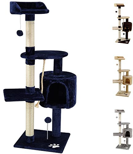 Beltom® Arbre à Chat griffoir grattoir grimpeur Aire de Jeux animalerie Chats 112 cm - Bleu