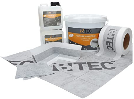 Dicht-Set 3C große Duschnische Standard Abdichtungsbahn 6kg Dichtfolie inklusive Dichtband, Innenecken und Wandmanschetten, 2 l Tiefgrund