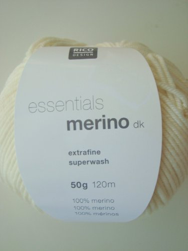Merinowolle Babywolle Rico Merino dk Fb. 60 naturweiß zum Stricken & Häkeln