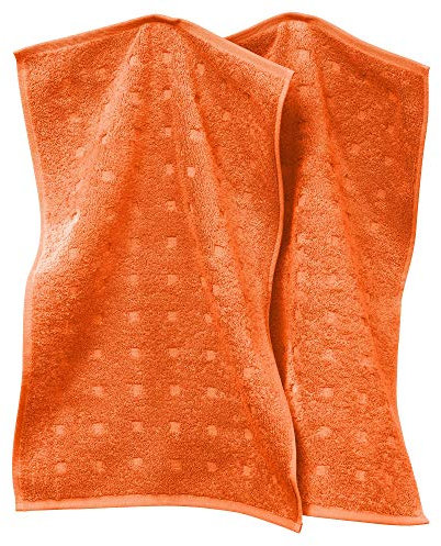 Möve Gästetuch 2er-Pack Quadretti Walk-Frottier orange Größe 30x50 cm