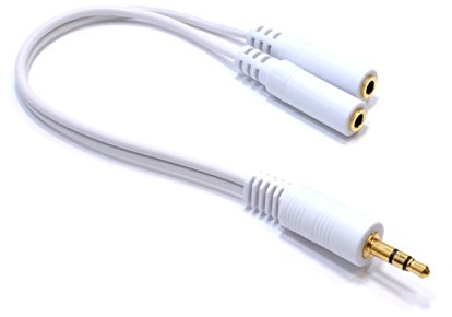 kenable 3.5mm Stereo Jack Y Splitter Splits 1 Output into 2 White -GOLD