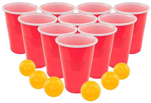 Fairly Odd Novelties FON-10183 Beer Set, 24 Red Cups and Ping Pong Balls, Plastic