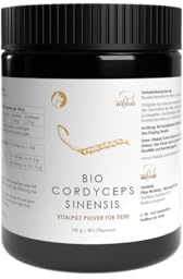 Pilze Wohlrab | Bio Cordyceps Pulver für Tiere | 1 Dose à 100 g | Cordyceps sinensis Pulver mikrofein vermahlen | Nahrungsergänzungsmittel