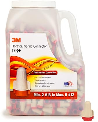 3M Performance Plus Wire Connector, T/R+JUG, 22-8 AWG, Tan/Red, Jug of 750
