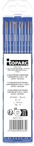 Gys - Electrodes tungstene Ø 1.6 WL15 - Lot de 10 - Or - Consommable Soudure TIG (Ac/DC)