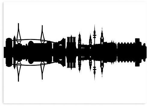 44spaces Postkarte mit schwarzer HAMBURG - Silhouette - CITY SKYLINE POSTCARDS