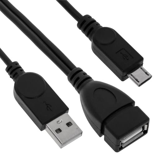 BeMatik - Câble MicroUSB OTG avec Alimentation pour Smartphones et tablettes