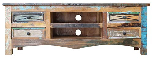 MASSIVMOEBEL24.DE Nature of Spirit TV-Board 140x45x50 Indisches Altholz, Farbe:Mehrfarbig lackiert, Größe:140x45x50 cm (BxTxH)