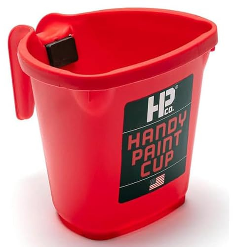 Handy Paint Cup Holds 16 oz. of Paint or Stain, Integrated Magnetic Brush Holder, Ideal for Trim Work, Touch-ups, 1 Pack