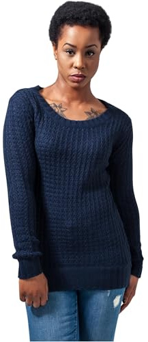 Urban Classics Damen Dames Long Wideneck Sweater Pullover, Blau (Navy 155), S EU