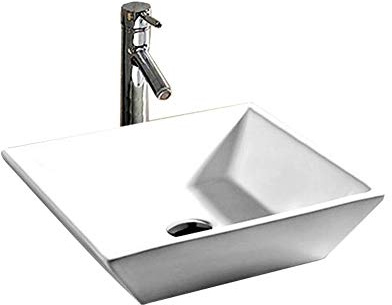 Home Supplies Square Ceramic Cloakroom Basin Hand Washing Sink, Modern Design Gloss White Countertop Basin Cloakroom Sink for Bathroom | 115x360x360mm