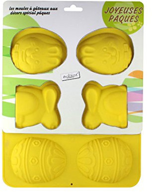 Ard'time PAK-Mix Moule en Silicone pour 6 Gâteaux Individuels Forme Œuf/Tête de Lapin/Lapin Jaune